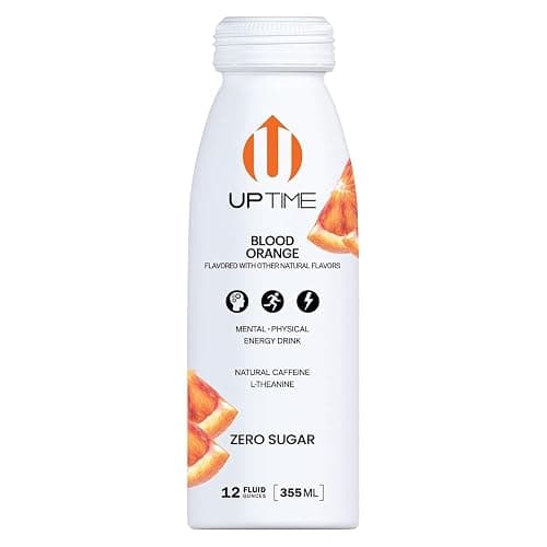 UPTIME Energy Drink, Blood Orange Sparkling, 12 Pack, Vitamin C, L Theanine, Calcium, Sugar Free Energy Drinks for Focus Support, 142mg of Natural Caffeine, 0 Calories, Clean, Natural, 12 fl oz Cans thumbnail 4