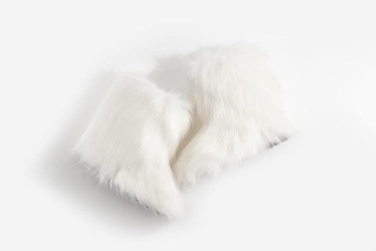 IXU Women's Faux Fur Boot Furry Fluffy Round Toe Suede Snow Winter Women Boots Comfy Plush Warm Short Outdoor Indoor Flat Shoes Mid-Calf Boots thumbnail 5