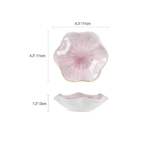 JAMEND CLXP Lotus Leaf Shape Decorative Ring Tray, Small Key Bowl, Ceramic Trinket Tray Jewelry Dish Organizing Necklace Earrings, Home Decoration for Mom Best Friend Sister, Pink. thumbnail 4