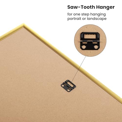 upsimples 18x24 Picture Frame Gold 3 Pack, Scratch-Proof Poster Frames 18 x 24 for Photo Gallery - Slide-In Strips, Horizontal or Vertical Wall Mounting thumbnail 7