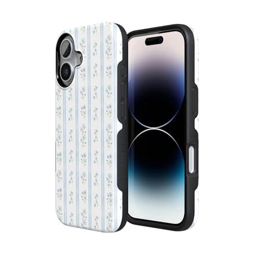 Casely iPhone 17 Case | Cottage Stripe | Blue Floral | Bold Protective Design | Compatible with MagSafe thumbnail 2