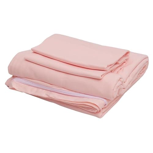 Venice Home 100% Cotton Jersey Duvet Cover Set - Ultra Soft & Breathable - All-Season Comfort - Easy Fit with 4 Corner Ties - Includes 2 Pillowcases - 3-Piece Bedding Set (Pink, Full/Queen) thumbnail 3