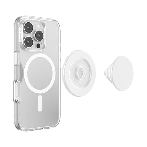 PopSockets Round Phone Grip Compatible with MagSafe, Adapter Ring Included, Phone Holder, Wireless Charging Compatible - Glossy White thumbnail 4