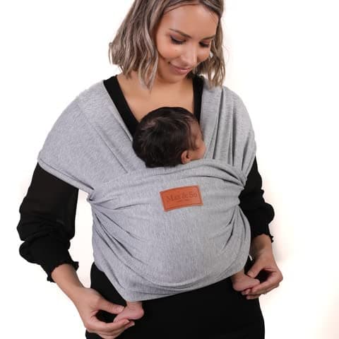 Baby Wrap Carrier - Premium Cotton Baby Carrier Wrap for Newborn to Toddler- Infant Carrier- Baby Holder One Size Fits All with Front Pocket (Grey) by Max&so thumbnail 5