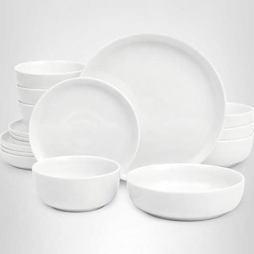 Gibson Home Oslo Dinnerware Set for 4, 16-Piece White Porcelain Plates and Bowls — Ceramic Dish Set | Microwave & Dishwasher Safe thumbnail 8
