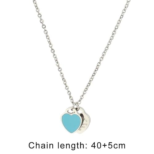 925 sterling Silver Double Heart Necklace - Two Hearted Necklace with chain - 14K Yellow Gold Double Hearts Pendant Necklace - Two Hearts thumbnail 7