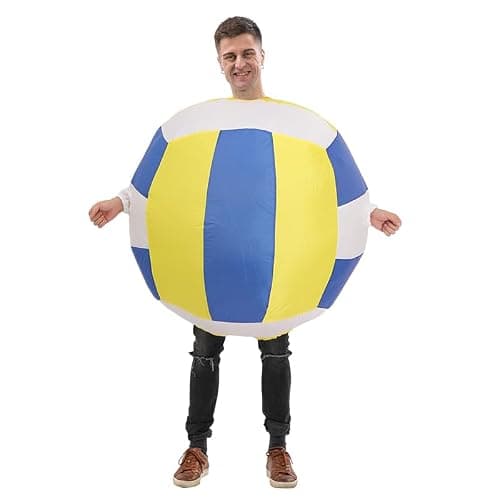 Yolata Adult Inflatable Volleyball Costume Inflatable Soccer Ball Costume 5ft-6.2ft Funny Blow up Sports Party Suit thumbnail 2