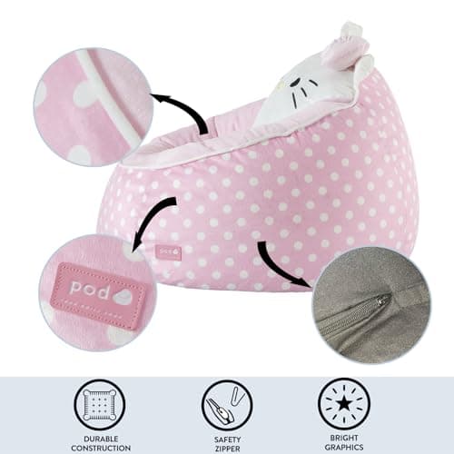 Sanrio Hello Kitty Bean Bag Chair for Kids,Figural Hillside Design by pod, Soft & Durable Fabric, 24x24x17, Comfy Seat for Bedrooms & Playrooms thumbnail 5
