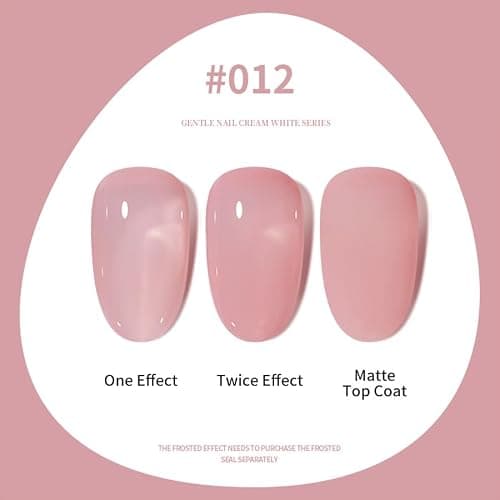 French Manicure Gel Set - Jelly Nude & Weiß UV Gel Nagellack Set mit 3 Nailart Pinseln & Nagelstempel, Soak Off UV Gellack UV für Klassischer Französische Nails Stempel & Home DIY Nail Art (Nude, ML) thumbnail 9