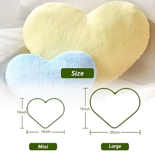IREMATE Heart Pillow Pink Throw Pillows Decorative Pillows for Bed Couch Cute Faux Rabbit Fur Small Pillow for Women Valentine Anniversary Fall Halloween Christmas Home Decor (Mini, 13"x10") thumbnail 2