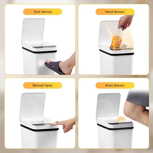 LJIACLEA Bathroom Trash Can Automatic Touchless 2.6 Gallon Small Smart Trash Cans with Lid Slim Garbage Can for Kitchen, Toilet, Bedroom, RV, Living Room thumbnail 5