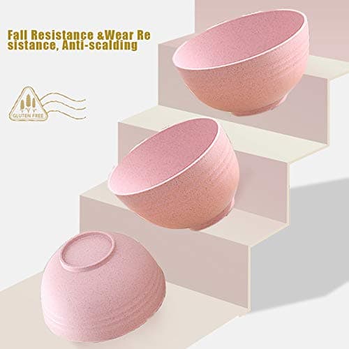 Lnrkai 5 PCS Pink Cereal Bowls, 24 OZ Unbreakable Wheat Straw Bowls, Injection Molded Polypropylene (PP), Modern Style, Round, 5.9 x 3.1 Inches, Dishwasher & Microwave Safe thumbnail 5