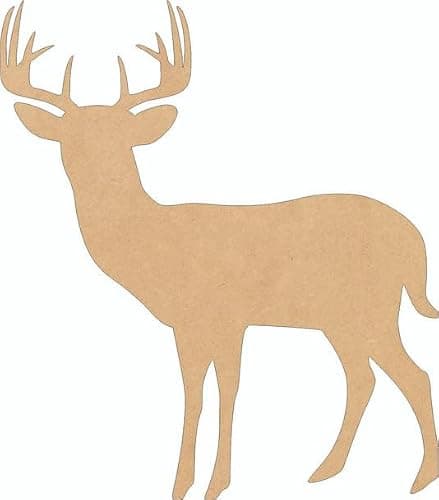 Unfinished Wood Deer Hunting Buck 6" Cutout, 1/4" MDF Large Shape Animal Craft - Image 1