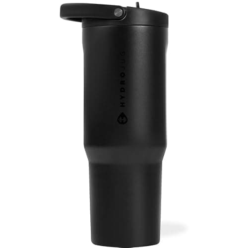 HydroJug Sport - Stainless Steel Tumbler with Straw, Vacuum Insulated, 40oz Leakproof Water Bottle, Ergonomic Design, Reusable, Dishwasher Safe, Rubber Base, Durable for Gym or Outdoors, Black - Image 1