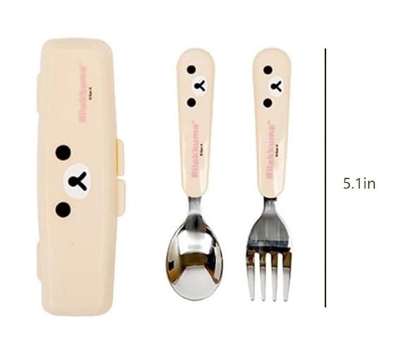 Cute Bear Designed Fork and Spoon Flatware Set with Case (Ivory) thumbnail 2