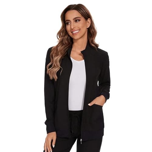 COZYFIT Scrub Jackets for Woman, Zip Front Nurse Jacket, 4-Way Stretch Fabric thumbnail 4