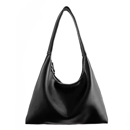 Soft Leather Shoulder Hobo Bag for Women, Double Zippers, Faux Leather - Image 1