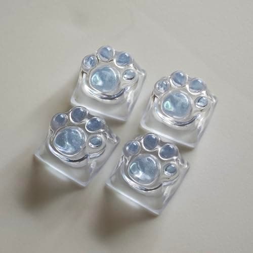 Elacgap Cat Claw Keycap Cute Drip Glue Backlight Keycaps DIY ESC Arrow Key Keycap Replacement for Cherry MX Gaming Mechanical Keyboard (4Keys Blue Transparent) thumbnail 4