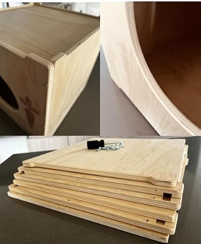 NIKOS PETS - Wooden Rabbit Hideout, Rabbit Bed, Indoor Hutch, Bunny House Pet for Bunnies, Guinea Pigs, Outdoor Shelter Hut, Small Animal Hideaway, Bunny Playground (12.5 x 12.5 in) thumbnail 8