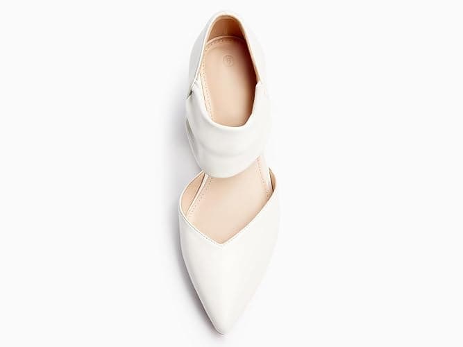 Coutgo Womens Low Kitten Heel Dress Shoes Pointed Toe Slip on Ankle Strap Cutout Elegant Party Wedding Pumps thumbnail 4