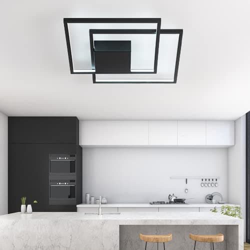 SUNMOO Modern LED Ceiling Light Modern Flush Mount Ceiling Light Fixture, Dimmable 2 Square Frame Premium Lamp for Dining Room Kitchen Bedroom Living Room 40W 6000K Cool Light (Black) - Black-2 thumbnail 9