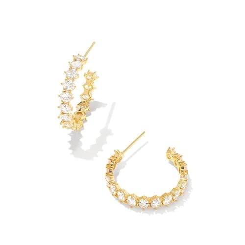 Kendra Scott Cailin Crystal Hoop Earrings, Fashion Jewelry For Women - GOLD METAL - WHITE CUBIC ZIRCONIA - Image 1