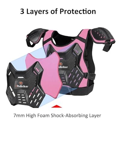 Kids Dirt Bike Gear Armor Vest Suit, Motorcycle Chest Protector with Knee Elbow Pads, Youth Riding Protective Gear for Motocross Cycling Skating Ski Off-Road (Pink) thumbnail 3