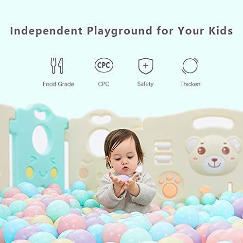 MoonxHome Ball Pit Balls for Toddlers, BPA Free Crush Proof Plastic Toy Balls for Ball Pit, Children's Pool Water Toys, Macaron Ocean Balls for Play Tent 2.15 Inch Pack of 100… - M-green&blue - 200 thumbnail 2