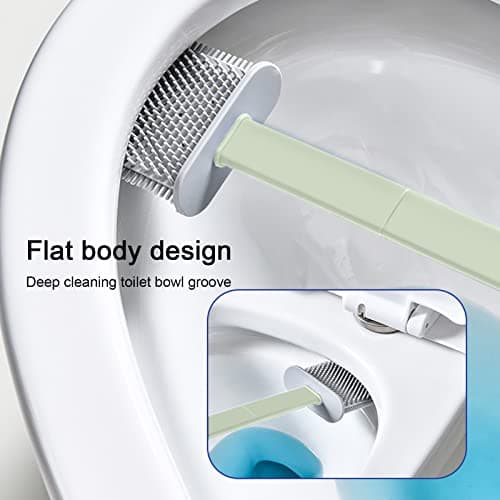 Toilet Brush,Toilet Bowl Brush and Holder with 3 Type Brush(Round Silicone Brush+Flat Silicone Brush+Slit Brush),Toilet Cleaner Brush Clean Every Corner of The Toilet Bathroom Cleaning Bowl Brush Kit thumbnail 3
