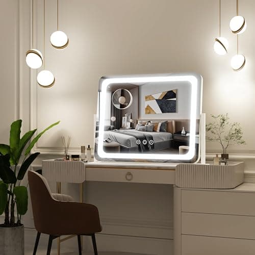 FENNIO Vanity Mirror with Lights 22''x17'' Makeup Mirror with Lights,Vanity Mirror Touch Screen with 3-Color Lighting,Dimmable,for Vanity Desk Tabletop thumbnail 5