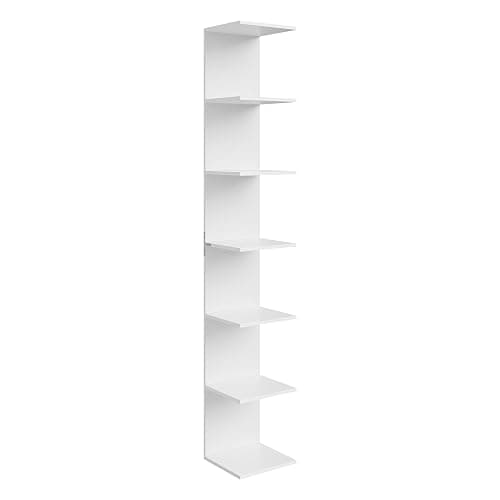 WOLTU Regal mit 7 Ebenen, für Wohnzimmer Schlafzimmer Büro, Bücherregal Standregal schmal, freistehend wandmontiert, aus Holzwerkstoff, 30x189,5x28 cm, Weiß thumbnail 9