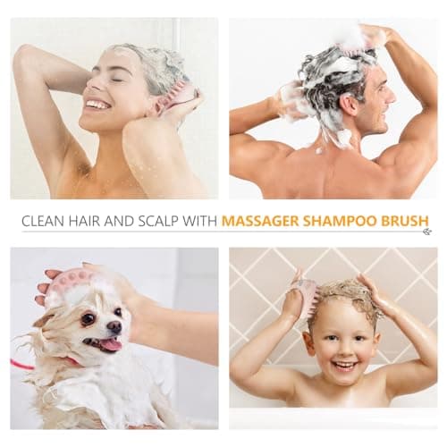 Sndyi Scalp Massager Shampoo Brush, Scalp Scrubber with Soft Silicone Bristles, Scalp Exfoliator for Dandruff Removal, Scalp Massager for Hair Growth, Wet Dry Hair Brush for Scalp Care, Pink thumbnail 5