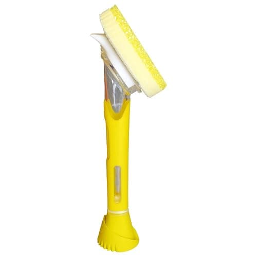 Scrub Daddy Dish Wand, Soap Dispensing Dish Brush, Texture Changing Washing Up Sponge with Liquid Handle, Built-in Scraper & Detachable Scrubbing Head, Drip Stand, Yellow thumbnail 8