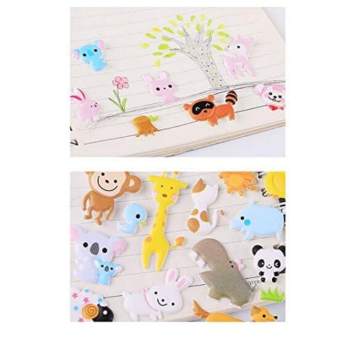 Funcoo 4 Sheets Cute Lovely Puffy DIY Decorative Adhesive Sticker Tape/Kids Craft Scrapbooking Sticker Set for Diary, Album (Cute Animals) thumbnail 8