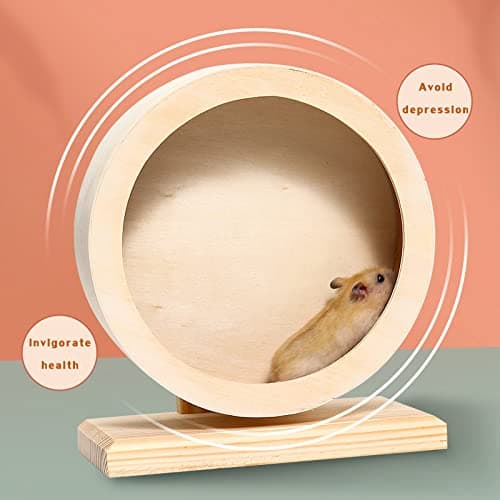 antiai Hamster Wooden Silent Wheel, Small Animal Exercise Wheel Accessories, Quiet Spinner Hamster Running Wheels Toys for Hamsters,Guinea Pig, Gerbils, Mice and Other Small Pets,8.2' Medium Size thumbnail 2