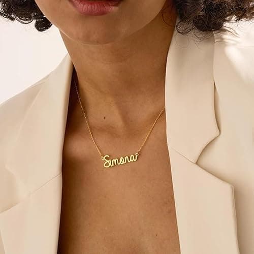 MOMOL 18K Gold Plated Stainless Steel Name Necklace Personalized Custom Name Necklace Customized Nameplate Necklace for women thumbnail 2