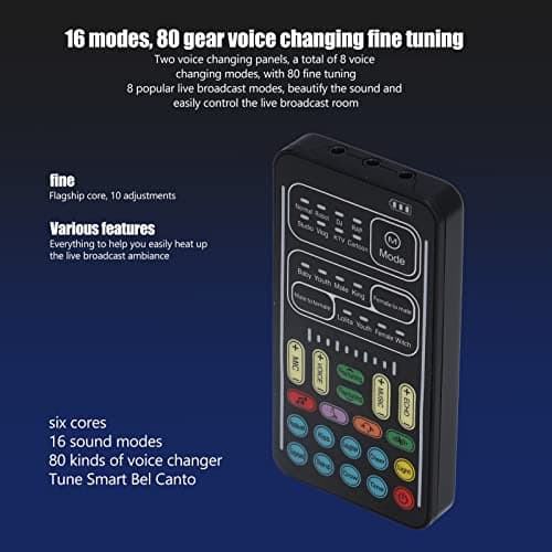 Voice Changer Set,I9 Multifunction Portable Recording Mini Sound Card,8 Different Sounds,High Device Compatibility,for Game Music Recording,Phone Computer Sound Changer(English Version) thumbnail 4
