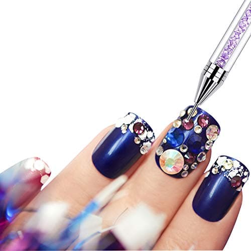 2 Pieces Rhinestone Picker Dotting Pen, Dual-ended Rhinestone Gems Crystals Studs Picker Wax Pencil Pen Crystal Beads Handle Manicure Nail Art DIY Decoration Tool (Pink Purple) thumbnail 5
