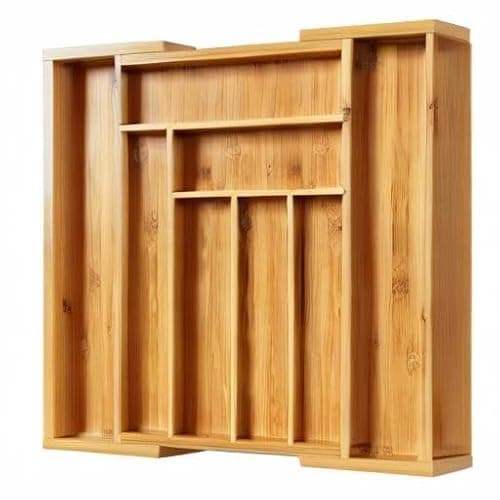 Pipishell Bamboo Expandable Drawer Organizer for Utensils Holder, Adjustable Cutlery Tray, Wood Drawer Dividers Organizer for Silverware, Flatware, Knives in Kitchen, Bedroom, Living Room(M-N) thumbnail 8