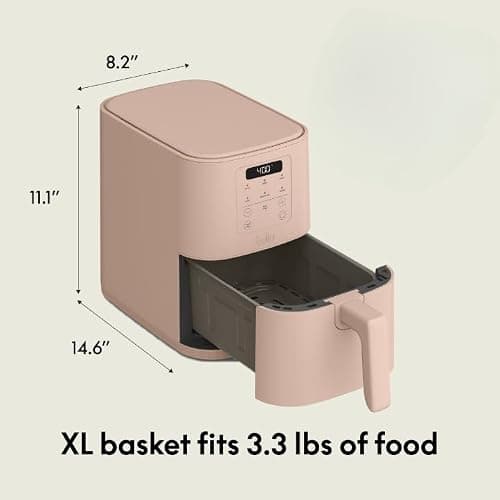 bella 4Qt Slim Air Fryer, Fits-anywhere™ Kitchenware, EverGood™ Ceramic Nonstick Coating, Adjustable Temperature, 6 Preset Cooking Options, 60 Min Auto Shutoff w Audible Tone, 3.3lb Capacity, Blossom thumbnail 2