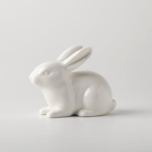 GOODSTART Ceramic Bunny Rabbits Easter Bunny Figurine Porcelain Modern Art Home Decoration, Statues for Spring Home Decor, Easter Decorations Rabbit Figurines thumbnail 5