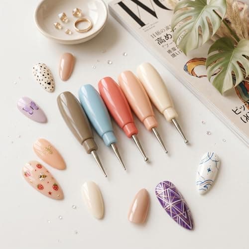 aderroo 5 in 1 Nail Dotting Pen, Nail Dotting Tool with 5 Detachable Color-Coded Tip Sizes 0.6/0.7/1.3/1.8/2.3mm, Portable Dotting Tools Nail Art for Flowers, Polka Dots and DIY Nail Design (5PCS) thumbnail 7