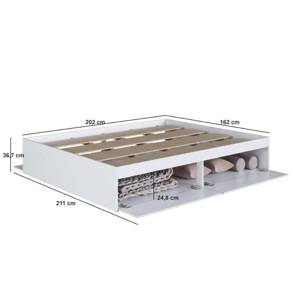Cama Casal Queen com 4 Portas Basculantes Ct1160 200x160cm Branco - Art In Móveis thumbnail 3