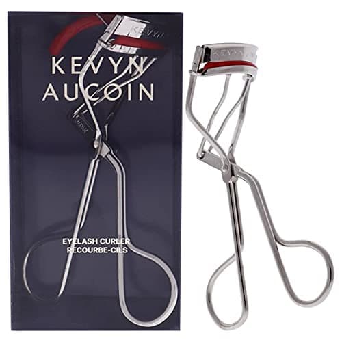 kevyn aucoin the eyelash curler: easy use. long-lasting curl of lashes effect. wide opening. stainless steel with two red lash cushions. pro makeup artist tool for before & after mascara application thumbnail 2