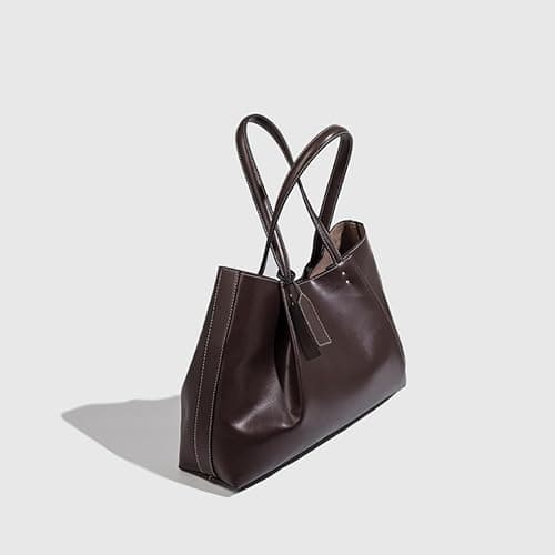 PU Leather Tote Bags Detachable Inner Pouch Shoulder Handbags for Women | Large Capacity For Work Commute; Magnetic snap closure; sturdy PU leather; Coffee & Black optional; thumbnail 4