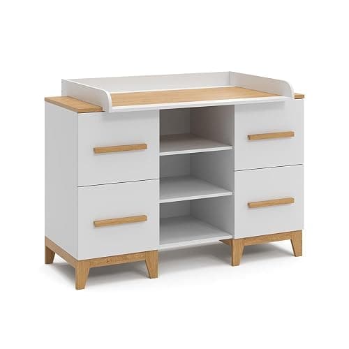 VitaliSpa Commode à Langer Malia, Blanc/Chêne, 133 x 98 cm XL avec 4 tiroirs thumbnail 4