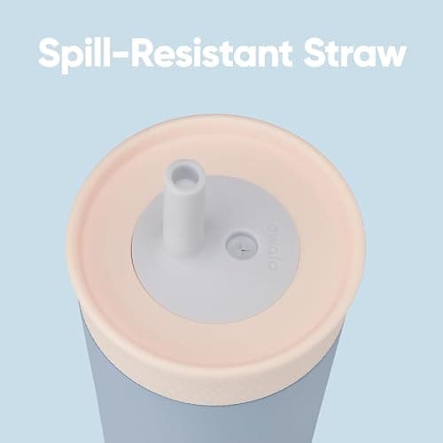 Owala Kids Insulation Stainless Steel Tumbler with Spill Resistant Flexible Straw, Easy to Clean, Kids Water Bottle, Great for Travel, Dishwasher Safe, 12 Oz, Tan and Blue (Seas the Day) thumbnail 2