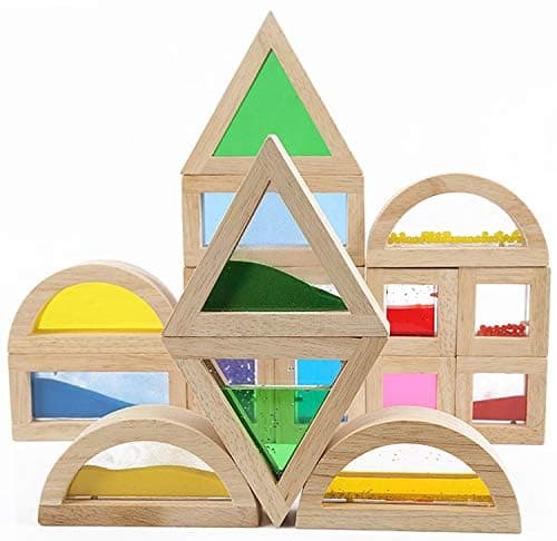 Large Wooden Building Blocks for Toddlers Baby Kids 16 Pcs Rainbow Blocks Geometry Sensory Stacking Construction Toys Set Colorful Preschool Learning Educational Toys for Boys & Girls… thumbnail 7