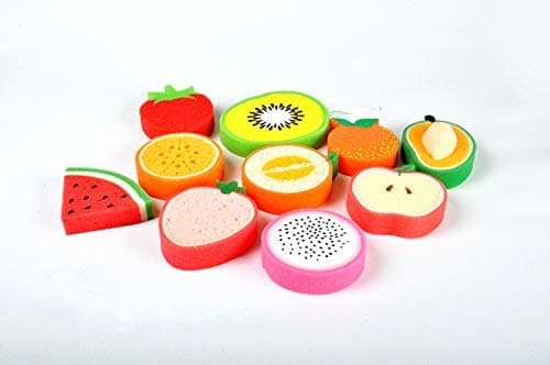 LOVESUMMER Multi-Use Cute Fruit Pattern Sponges (10pcs) - Bath Sponge Set for Delicate Surfaces - Gentle yet Firm Exfoliation thumbnail 7
