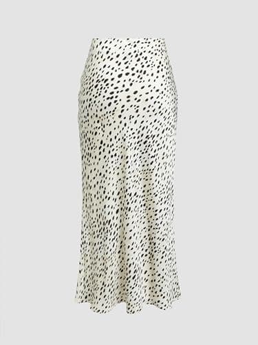 CIDER Spot Leopard Print Drawstring Split Maxi Skirt: Beige, XL thumbnail 6